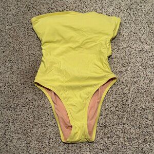 JCrew | Cross-back Bandeau One Piece Swimsuit | Lemon Yellow | Size: 8